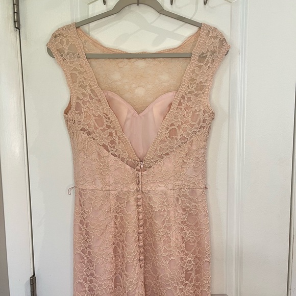 Morilee by Madeline Garner Sleeveless Lace Maxi DressSz 12 Blush Fit & Flare - Picture 5 of 16